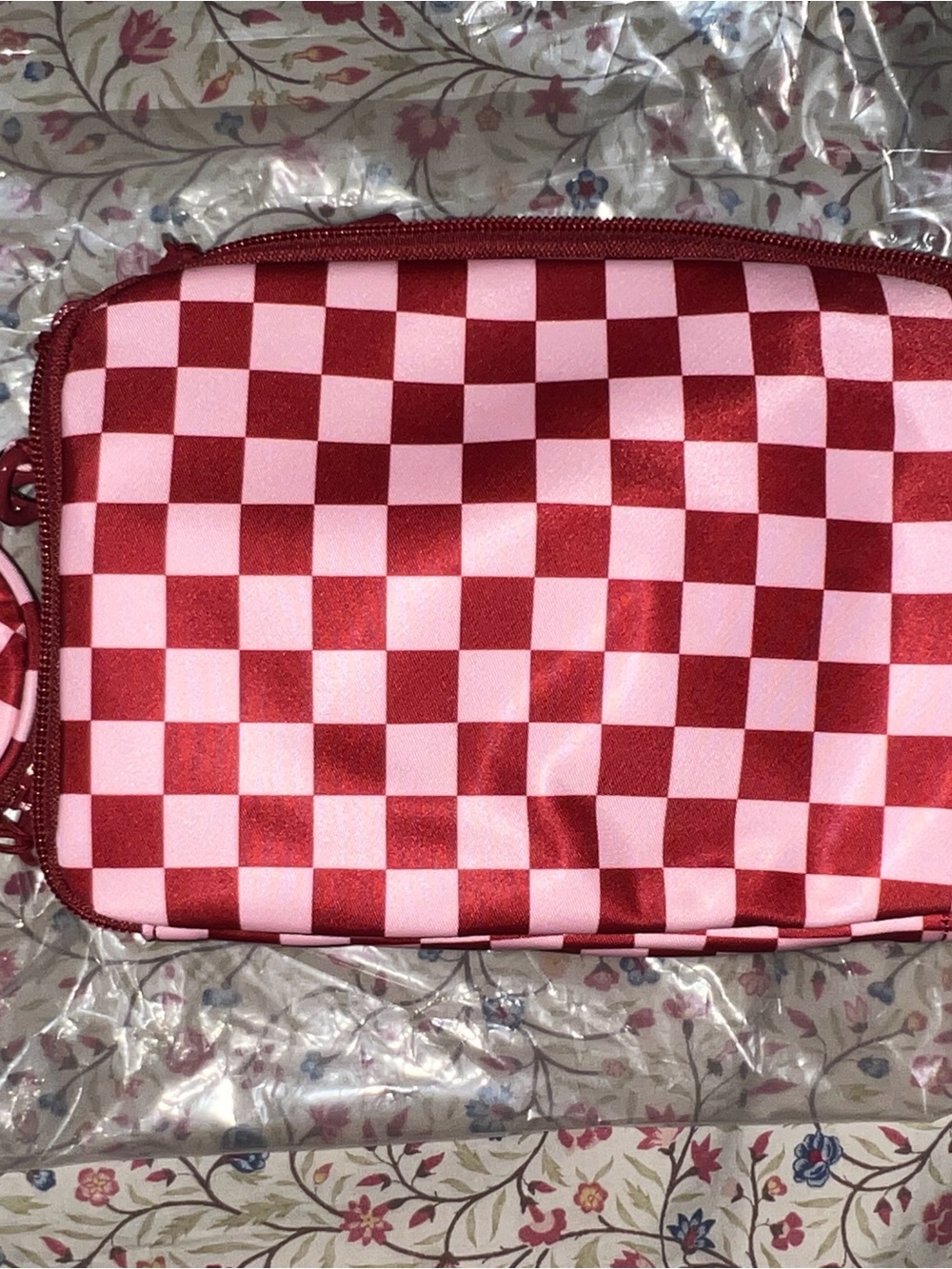 Hello Clio-Checkerboard Pink and Red Women’s Crossbody Bag